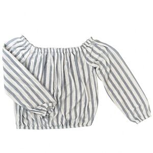 Women’s White & Navy Striped Off-Shoulder Lightweight Summer Top Size Med